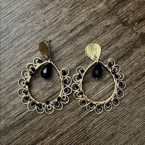 Gold and Black Hoop Earrings